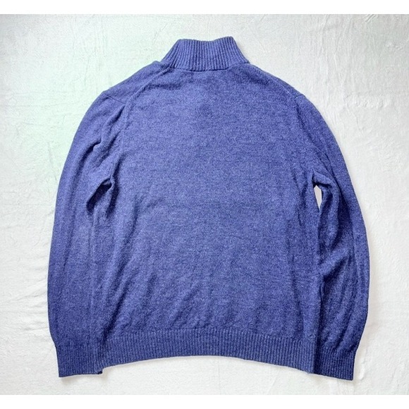 Banana Republic Mens XL Wool Blend Blue Heathered Fair Isle Quarter Zip Sweater - Picture 2 of 8